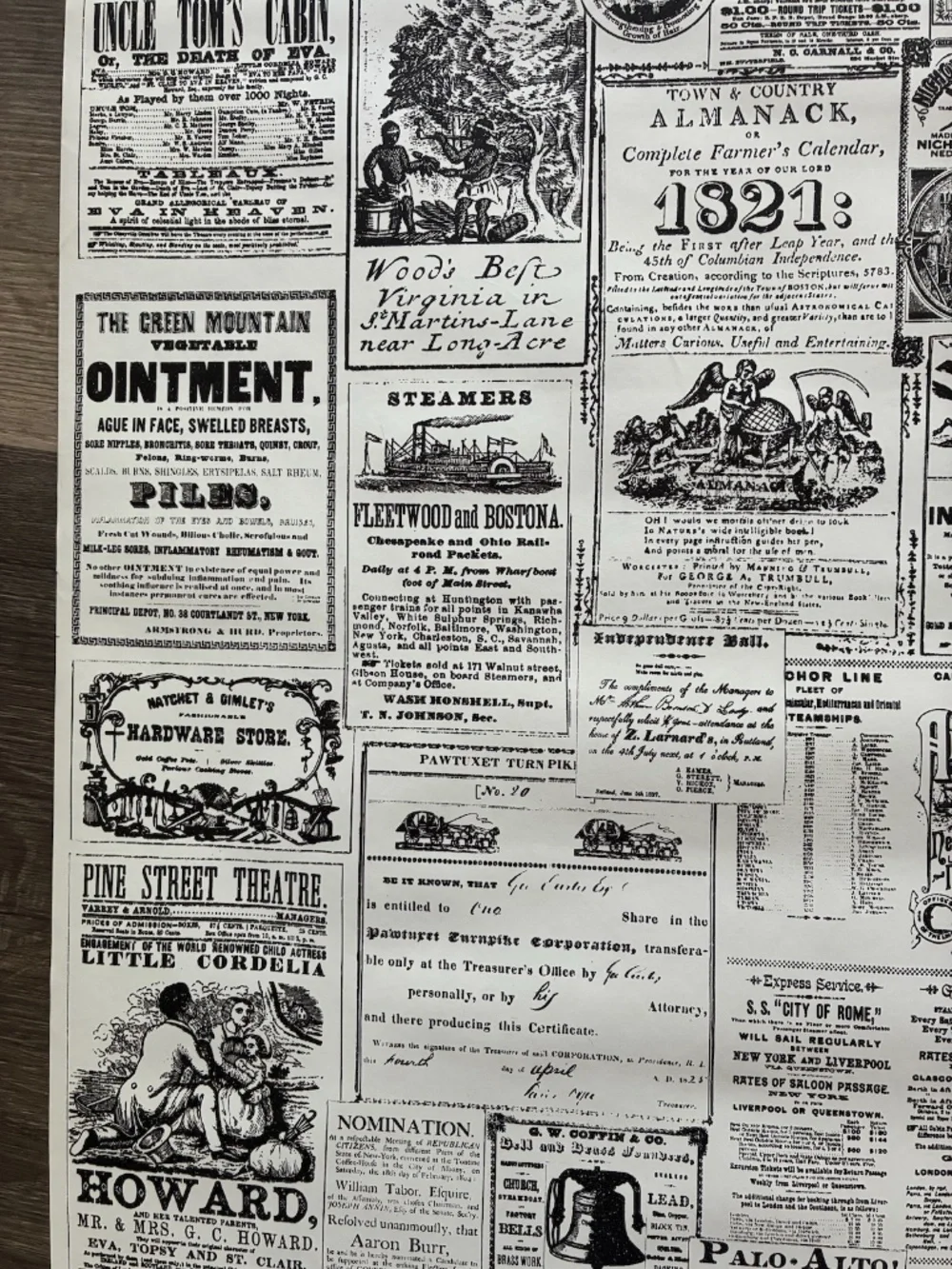 VTG 1970s Victorian Newsprint Wallpaper 11 Yds